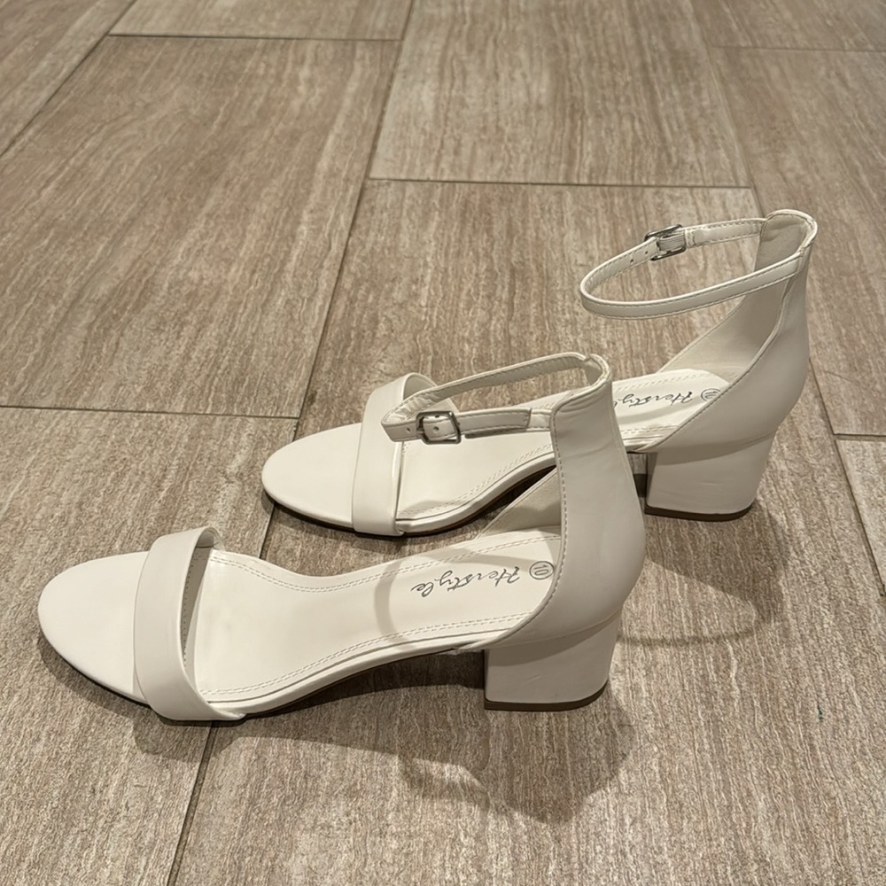 White Heels with Buckle Strap